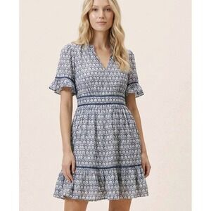 Scotch Soda Maison Scotch Tiered Dress Ladder Lace Navy White Women Size XL